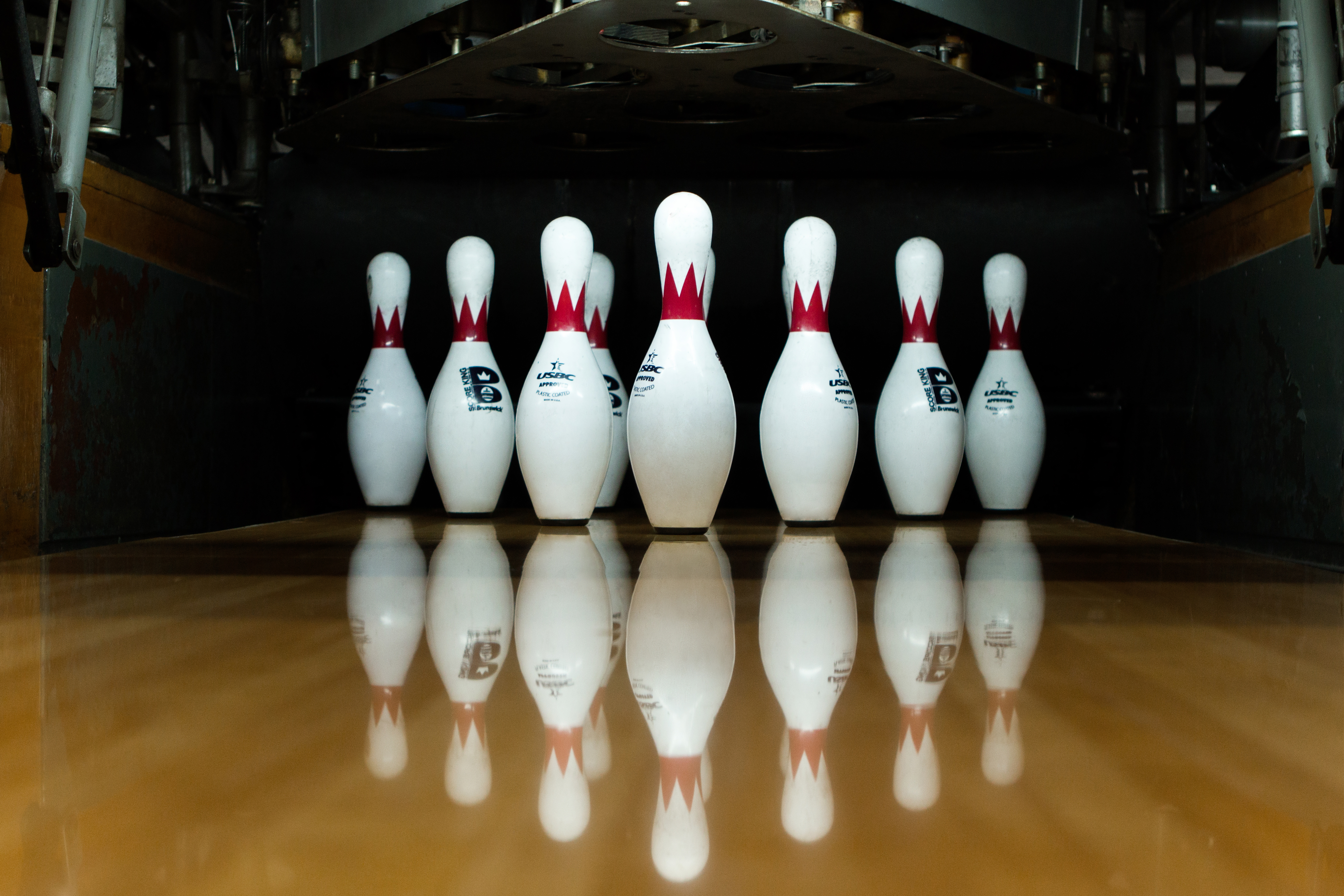 Bowling pins on a lane